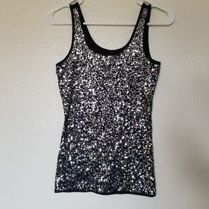 Black Sequin Tank Top